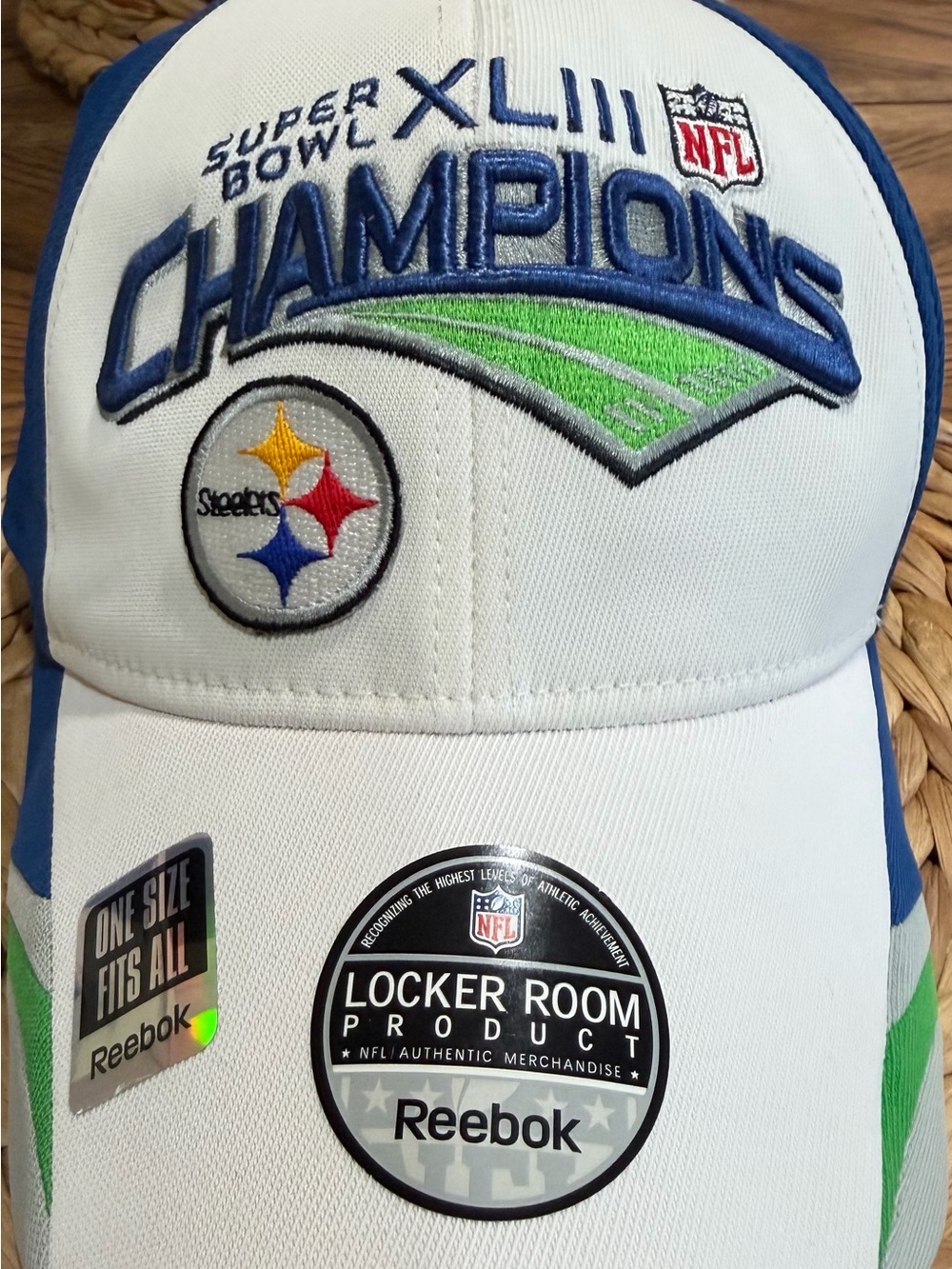 Reebok Pittsburgh Steelers Super Bowl XLIII Champs Adjustable Colorblock Cap OS